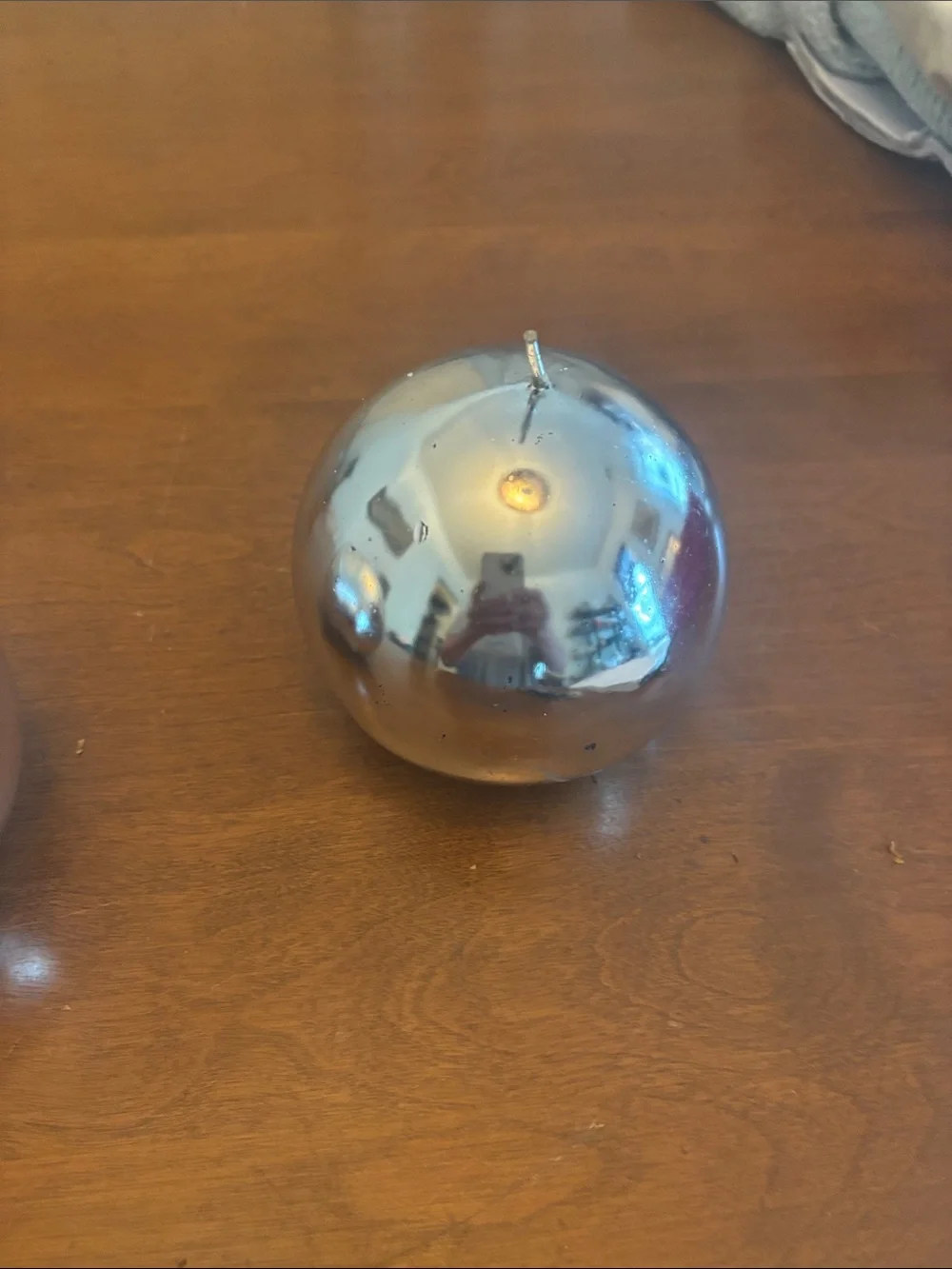 Set of 2 Metallic Silver Ball Candles Unscented Shiny Chrome Sphere 3